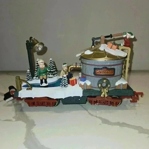 NIB Bright Holiday Express Animated Water Tanker Skating Train Car - Picture 3 of 9